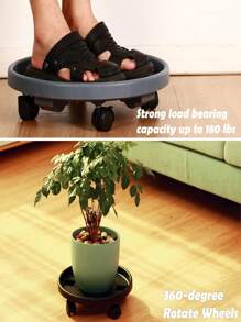 Large Plant Caddy With Wheels 13" Rolling Wheeled Plant Stands Heavy-Duty Plastic Flower Pot Roller Base Movers Indoor Outdoor Planter Dolly With Casters Trolley, Red