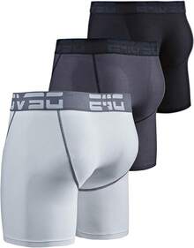 Men's Cool Dry Mesh Boxer Trunks 6-Inch Briefs, 3-Pack - 6-inch_(black / Charcoal / White) - View 10