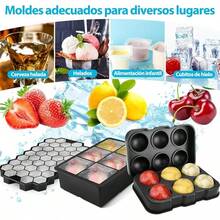 Moldes de Silicona para Hielo Reutilizables con Tapa, 8 Cubos - K- 49 Cubos, 3 Piezas - Ver 11