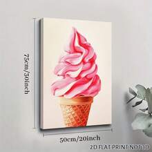2D Flat, Posters & Prints 1pc Framed Canvas Ice Cream Art Print Pink Ice Cream Decor Food Art Poster Foodie Art Summer Kitchen Art Print Wall Art Canvas Paintings Ideal Gift For Bedroom Living Room Corridor Wall Art Wall Decor Room Decoration 2D - 黑色 - 查看 9
