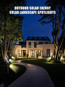 Outdoor Solar Landscape Spotlights, 3 Modes (Low Light Mode, Medium Light Mode, Strong Light Mode), Adjustable Light, Solar Landscape Spotlights Change Color, Suitable For Driveway/Backyard/Courtyard Landscape/Trees/Garage (Warm Yellow)