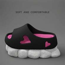 Colorful Fashion Women's Slippers Sandals, Thick Sole Anti-Slip Hollow Heart Design Comfortable Slippers, Indoor And Outdoor Use, Thick Sole Shower Shoes, Suitable For Summer Home, Outdoor, Park Walking, Beach Walking, Daily Shopping - Camel - View 5