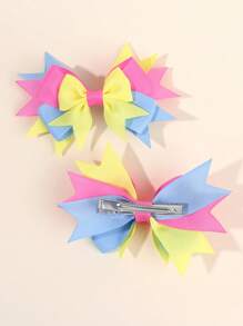 2pcs Girls Candy Color Hair Bow Clips Alligator Clips Sweet Bowknot Barrettes Fashion Hairpins Hair Accessories - Multicolor - View 5