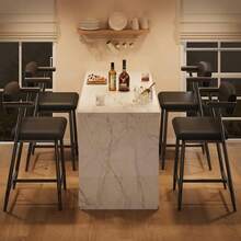 Bar Stools Set Of 4, 26.5" Upholstered Counter Height Bar Stools For 2 With Armrest, Wider Thickened Cushion, Bar Chairs With Backrest For Bar, Dining Room, Kitchen, Black - 黑色 - 查看 2