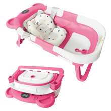 Bañera Plegable Para Bebe Con Detector de Temperatura Con Alfombra - Rosa - Ver 3