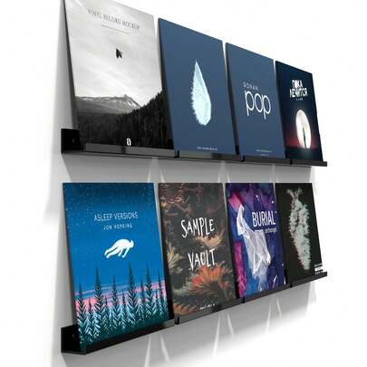 12-Zoll-Vinyl-Schallplatten-Wandhalterung, 8er-Pack Acryl-Schwarz-Schallplatten-Halter-Display, Kinderbücherregal, Sammlerstück