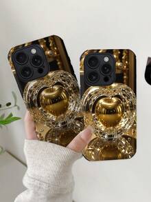 WeiMi 1pc 2025 New Crystal Glass Apple Transparent & Beautiful Pattern Anti-Fall Anti-Slip Anti-Shock Soft & Durable TPU+PC Hybrid Full Edge Glossy Phone Case Compatible With Apple Phones - Multicolor - View 4