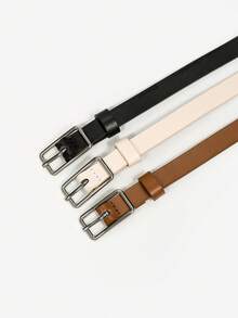 3pcs White K-Color Thin Rectangular Buckle Belt Set - Multicolor - View 3