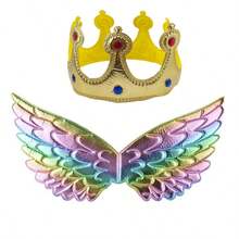 Rainbow Wings, Butterfly Wings, Crown Set For Halloween, Christmas, Cosplay, Angel, Fairy Wings, Party, Ball Performance Accessories, Colorful Angel Wings, Birthday Party, Unicorn Wings - Multicolor - View 16