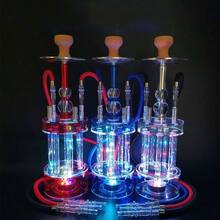 1pc Stainless Steel Hookah Set, Large Single/Double Hose Shisha Pipe For Home Bar Use - one-size - View 10