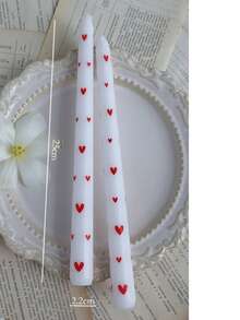 2pcs Printed Long Stem Candles, Romantic European Style Smokeless Odorless Candles, Suitable For Weddings, Birthdays, Parties, Candlelight Dinners, Home Decor