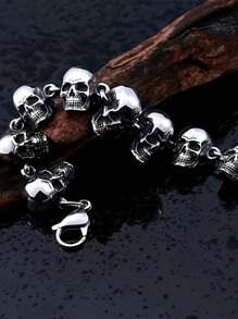 1 Stück Vintage Halloween Luxus Charm Punk Rock Schädel Design Herren Armband Accessoire, Gothic Stil Schmuck geeignet für Alltag, Festivals, Partys