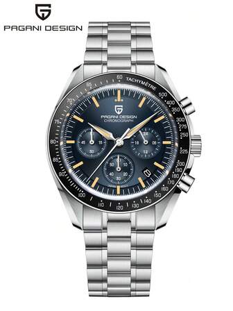  PAGANI DESIGN 2025 New Moon Men's Chronograph Quartz Watches Black Japan VK63 Sapphire Glass Stianless Steel 100M Waterproof Men Watch PD-1701