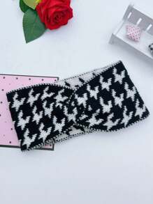 1 件高品质千鸟格印花针织头带，宽打结弹性发带，适合女士，适合户外、运动、街头、度假，适合隐藏白发，防风，是情人节、感恩节、学校用品、大学、头带的最佳礼物 - 咖啡棕 - 查看 6