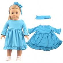1 Set 18-Inch Doll Dress, Solid Color Doll Dress, 7 Colors Available, Fashion Doll Clothes, Suitable As Birthday Gift Or Holiday Gift For Little Girls - Multicolor - View 8