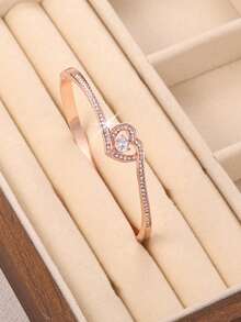 Fashion Charming Girl Heart Bangle Shinny Rhinestone Bracelet For Gift Party Accessory - Fashion Heart Bracelet - View 18