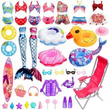 Conjunto de Verão Praia para Bonecas de 11,5'': 4 peças de Traje de Banho, Equipamento de Mergulho e Acessórios de Praia - Presente Ideal para Crianças Criativas