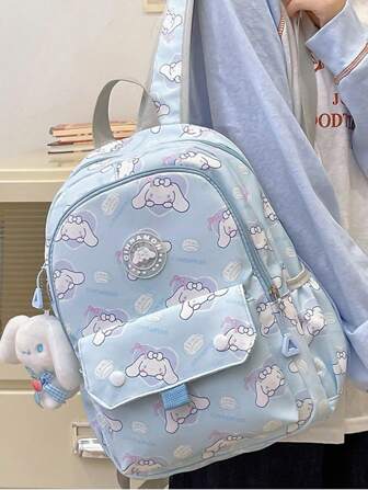 Sanrio 1 stuk Sanrio Hello Kitty Melody Kulomi Cinnamon grote reistas, modieuze multifunctionele boekentas, nylon materiaal, geschikt voor reizen, school, woon-werkverkeer, campus, begin van het schooljaar, ideaal cadeau (zonder hanger)