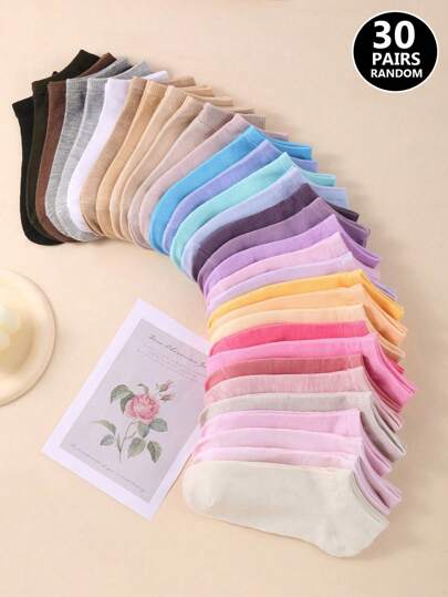 20 زوج جوارب عشوائية، 30 زوج جوارب رياضية بسيطة للنساء بألوان حلوى متدرجة، جوارب للمراهقين للمدرسة والجري والتخييم والتدريب، هدايا عيد الميلاد والكريسماس