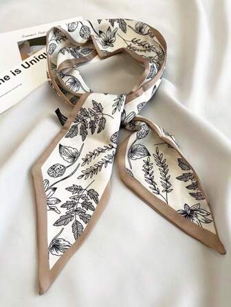 1 件女士叶子头带配小丝巾，时尚长发发饰，多功能搭配衣服，健身头巾头带吸汗带秋冬发带发饰女士蝴蝶结度假装女士