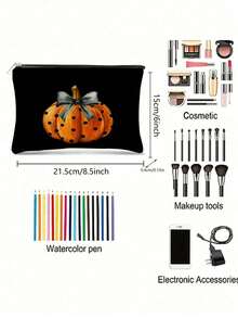 1/4 件，万圣节可爱鬼图案印花化妆包和洗漱用品收纳包 - 深色哥特学院风格可重复使用药包，卡通美学铅笔袋 - 洗漱包，旅行和化妆收纳包 - 适用于学校、夏季家居装饰、珠宝收纳、零食袋，9 英寸 * 6 英寸旅行必需品包，适合学校假期返校用品女士旅行包 - 彩色 - 查看 7