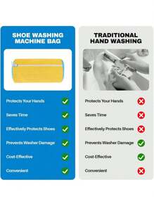 2 Sacchetti per lavare le scarpe in lavatrice - Set di 2 sacchetti per il lavaggio delle scarpe, sacchetto per lavare le scarpe con pulizia profonda a 360°, sacchetto riutilizzabile per lavatrice, sacchetti per lavare le scarpe sportive, colore giallo