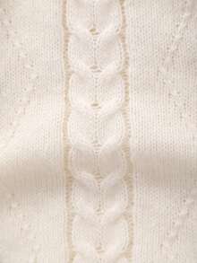 Baby Girls' Daily Casual White Knitted Floral Embroidered Crew Neck Long Sleeve Bodysuit, Suitable For Autumn/Winter Outdoor Or Indoor Wear - Beige - View 4