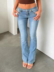 Jeans skinny aderenti lavati con vita larga e bottone, stile vintage, casual e sexy, pantaloni in denim versatili per ragazze e donne