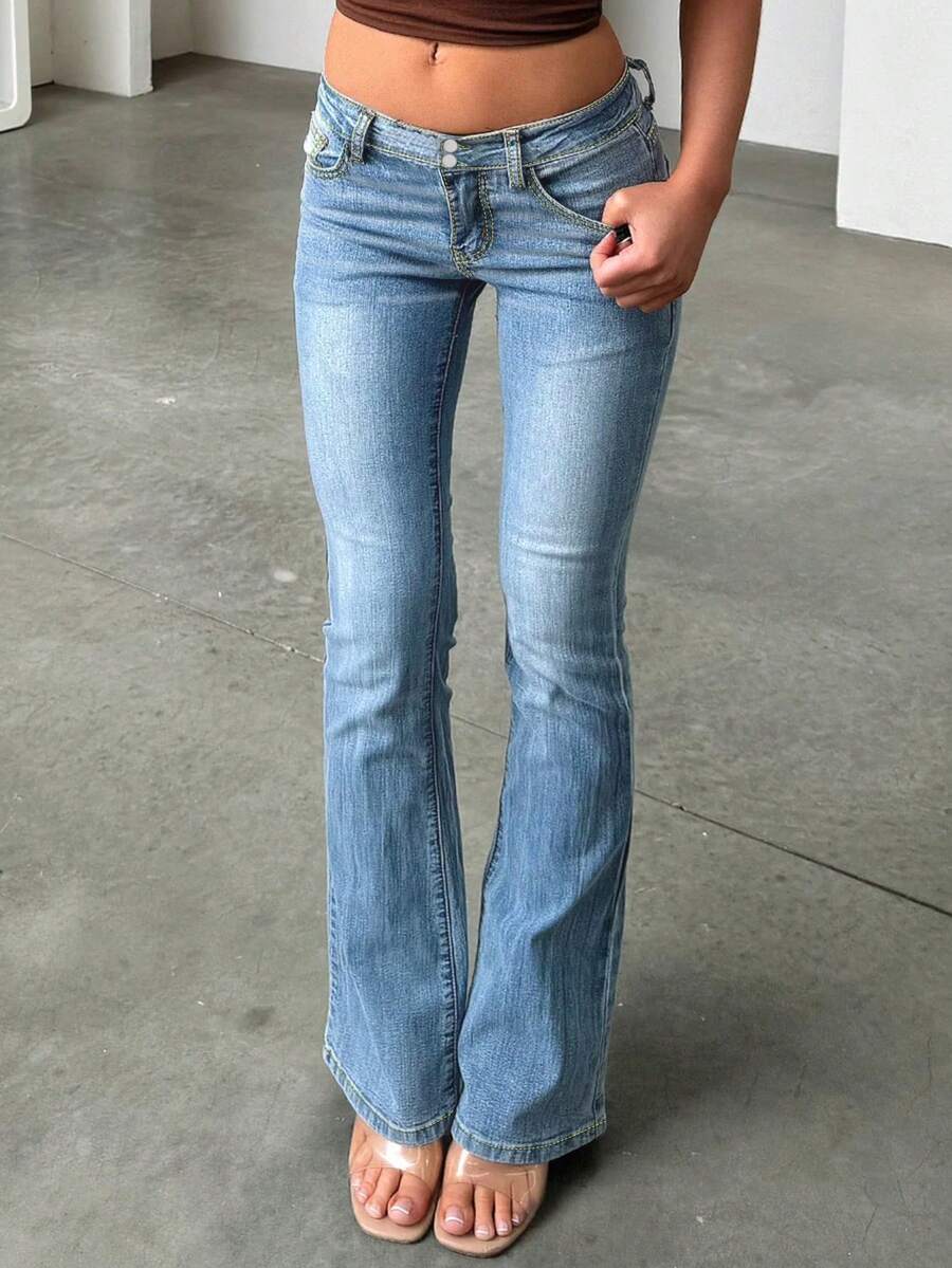 Vintage Style Wide Waist Band Button Fly Slim Fit Washed Skinny Jeans,Casual Sexy Girl Fashion Versatile Women Denim Pants
