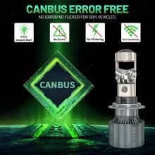 HYNBYZJ 2 件 H7 H4 H11 LED 投影透镜车头灯 9005 9006 HB3 HB4 汽车灯泡 6000K Canbus Turbo 大功率迷你汽车/摩托车灯雾灯 - 白色 - 查看 5