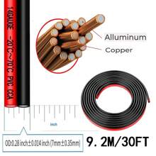 1PC 12/14/16/18/20 Gauge Wire, 12-20 AWG Automotive Wire, 9.2M/30FT 2-Conductor Red And Black 12V/24V DC Cord LED Lights Remote Control Extension Cord Automotive Speaker Cord