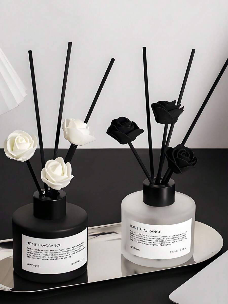 1件装100毫升精油扩香器，空气清新剂和除臭剂，持久留香，北欧风格无焰扩香器，黑白简约设计，适用于卧室、浴室、酒店 - 混合香型 - 查看 1