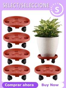 Large Plant Caddy With Wheels 13" Rolling Wheeled Plant Stands Heavy-Duty Plastic Flower Pot Roller Base Movers Indoor Outdoor Planter Dolly With Casters Trolley, Red