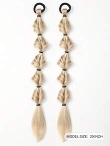 2 件 20 英寸马尾假发女式泡泡辫天然染色扭辫扎发绺 1 双马尾灯笼辫 - 彩色 - 查看 3