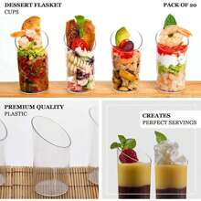 40/20/10 pièces Gobelets en plastique transparent, gobelets inclinés, gobelets à pudding transparent, gobelets à gelée, gobelets à crème glacée, gobelets à dessert, mini-gobelets à amuse-gueule, convenant pour les fêtes, les mariages, la restauration, la crème glacée, la pudding et les contenants alimentaires, fournitures de cuisine