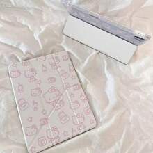 Sanrio 1 pieza Funda protectora transparente clásica de Hello Kitty con pliegue múltiple en Y para iPad 11 2025/10.9/Air4/5/6/7 2025/10.2/Pro 11/10th/9.7/10.5, con función de suspender/activar