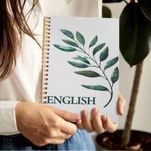 1 件 5.5*8.3 英寸 A5 英文印刷笔记本 灰色/绿色，适用于学校用品，返校 - 5.5*8.3英寸 - 查看 1