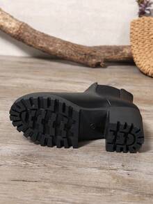 2025秋冬新款女士踝靴，粗跟高跟女士踝靴，切尔西女士踝靴，百搭女鞋，时尚粗跟高跟女鞋 - 黑色 - 查看 8