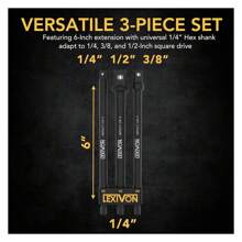 6-Piece Impact Grade Socket Adapter Set - 3" & 6" Extension Bit With Holder | 1/4", 3/8", And 1/2" Drive, Adapt Your Power Drill To High Torque Impact Wrench LX-105