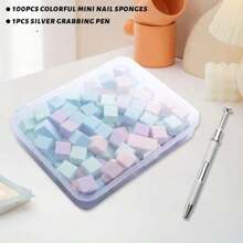 50/100PCS Mini Replaceable Nail Sponge Blocks Set: Random Colors With Metal Grabber - Gradient & Ombre Nail Art Tools For Professional Salon, DIY Manicure, Home Manicure Kits, Nail Decoration Supplies, Manicure Accessories, Nail Art Essentials