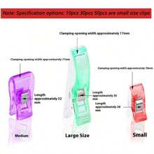 10/30/50 piezas Clips de costura de colores, clips para bolsas, clips para alimentos de plástico multiusos para manualidades, ganchillo, tejido, ropa, clips de encuadernación de colores, papel