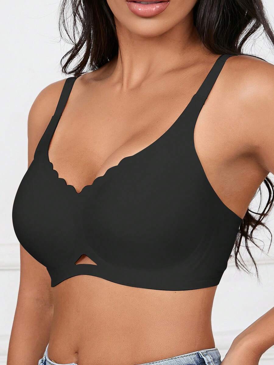 Sharicca Women's Seamless Solid Color Jelly Bra, Casual Comfortable Wireless  Push Up No Show Bra, Adjustable Straps Bralette - 黑色 - 查看 1