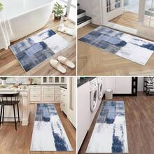 Pauwer Kitchen Mats For Floor 3 Piece Set Boho Non Slip Kitchen Rugs Washable Farmhouse Kitchen Floor Mats Thick Long Kitchen Throw Area Rug Carpet Runner For Hallway Laundry Bathroom - Màu xanh lam - Xem 7