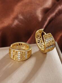 2 件时尚优雅的锆石金色几何空心环状耳环，适合派对、聚会和日常服装配饰