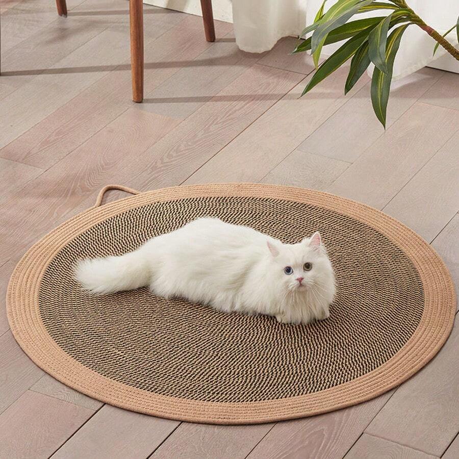 1pc Non-Shed Rope Woven Cat Scratching Pad, Suitable For Cat Scratching And Lounging, Household Pet Gift To Improve Ambience