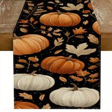 1 Piece Of Halloween Patterned Table Flag, Including Pumpkin And Black Cat, Made Of 72 Inch Knitted Polyester Fiber, Suitable For Holiday Gathering Tables, Home Kitchen Decoration, And Gifts.