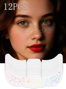 Glitzer Sommersprossen Gesichtstattoo, Glitzer Sommersprossen für das Gesicht, 24/12/6/4/2 Stück goldene Glitzer Sommersprossen, Gesichts-Glitzer Make-up Patches