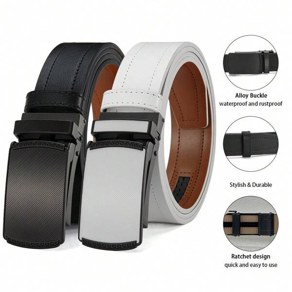 Men's Casual Belt For Men – Fashion Automatic Buckle With Durable Strap Designed For Effortless Adjustment And A Comfortable Fit, Ideal For Daily Work, Leisure Outfits, And Casual Jeanscasual, Business, Boyfriend Husband Father Dad Men Gift, Daily Wear, Fashion, Teen, Outdoor, Vacation, Athletic, Travel, Street, Boho, Vintage