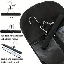 1ocs To 2pcs Wig Storage Bag, Hair Stand With Dust Cover, Zipper Wig Hairpin, Wig Storage Bag, Non-Woven Wig Hanging Clip (Wig Not Included), Halloween - Black - View 9