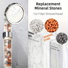 负离子矿物淋浴喷头珠，内含净水过滤石球，直径6毫米，橙色/灰色/白色。兼容过滤淋浴喷头，持久耐用，易于安装，无需电源，用于提升沐浴体验的滤水石 浴室配件 - 彩色 - 查看 3